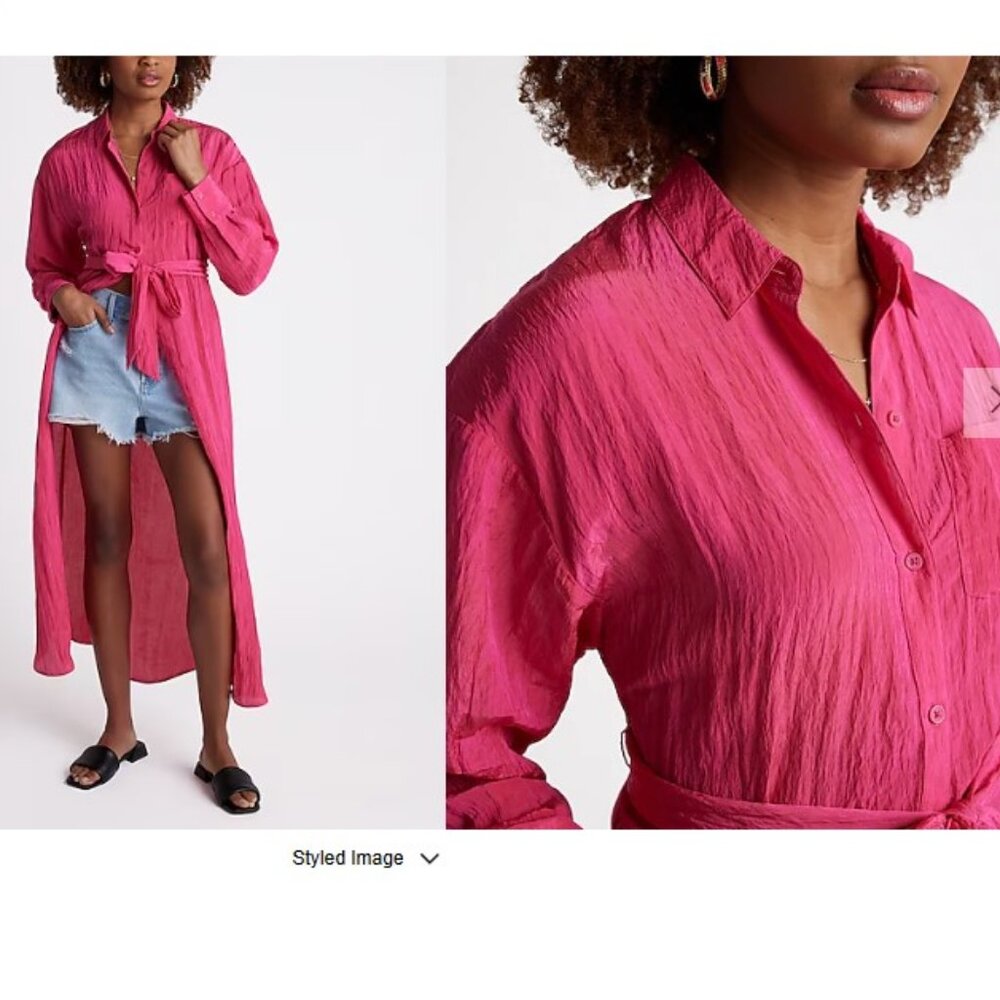 Express Crinkle Portofino Maxi Shirt Dress